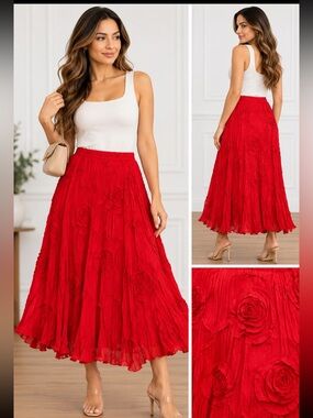 RAFAEL Red Floral Maxi Skirt